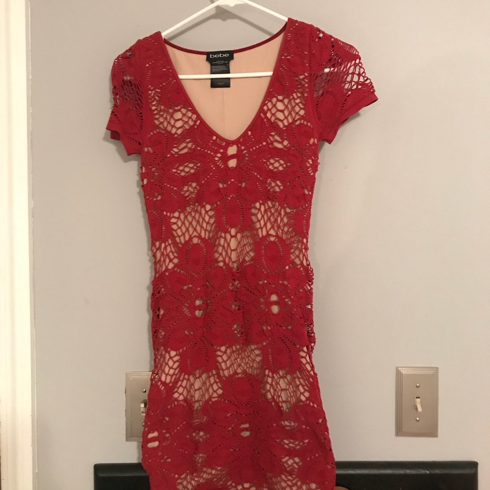BEBE red lace dress